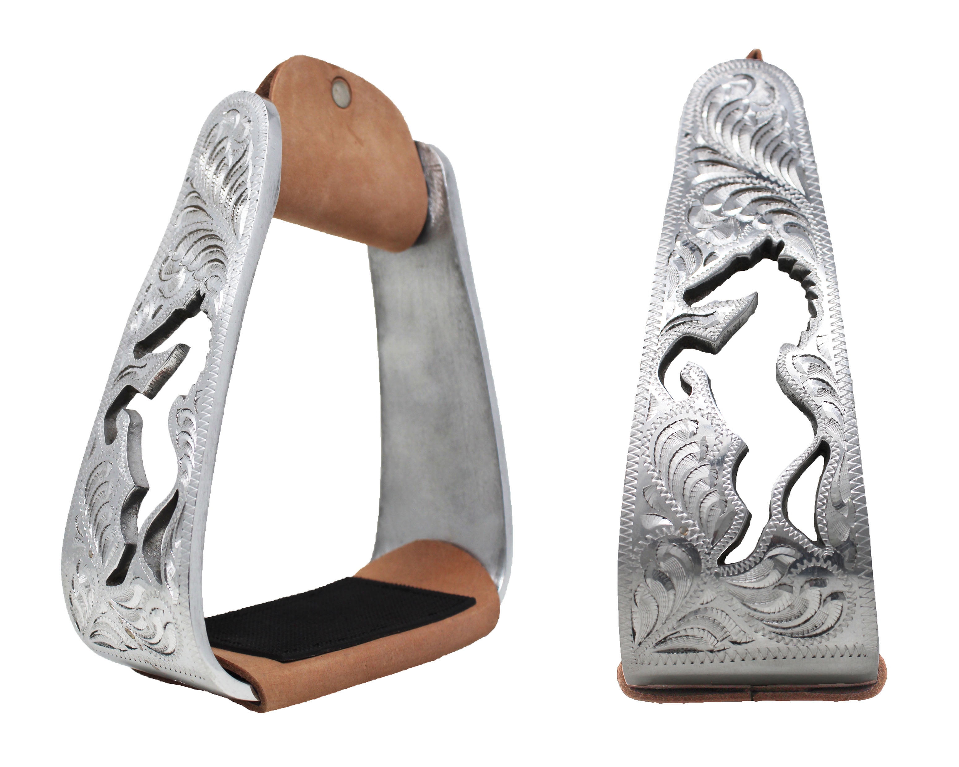 Saddle Stirrups CHALLENGER Western Horse - Engraved Aluminum With