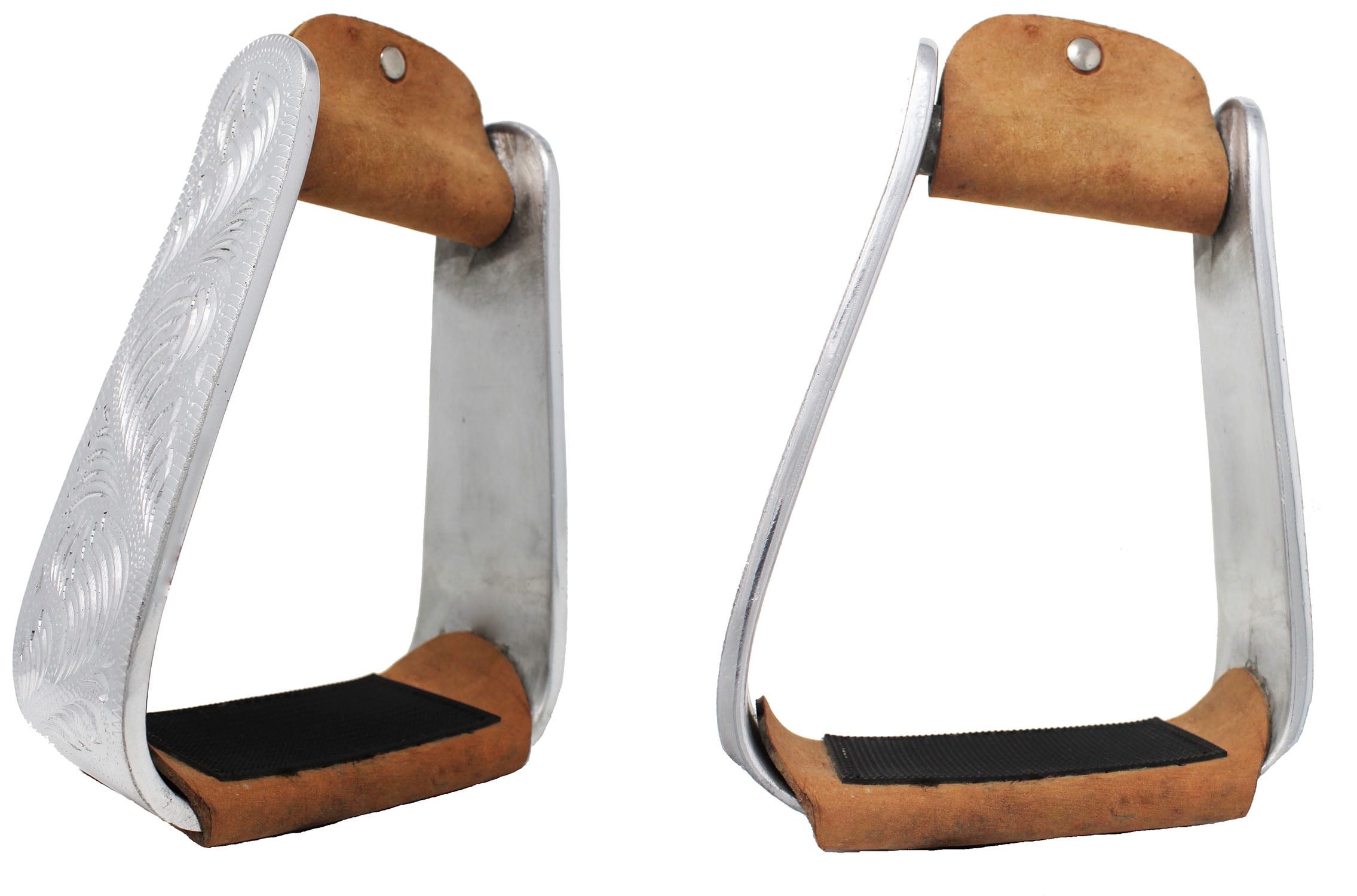Horse Saddle Stirrups Western Saddle Engraved Aluminum Angled Slanted