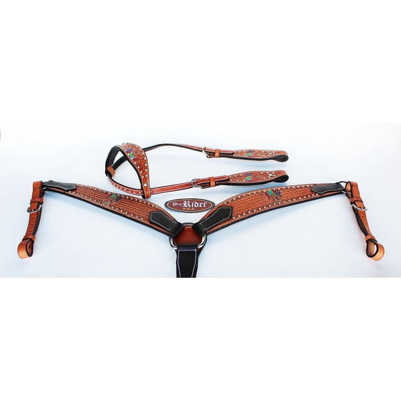 Horse Saddle Tack Bridle Western Leather Headstall BreastCollar 78130A