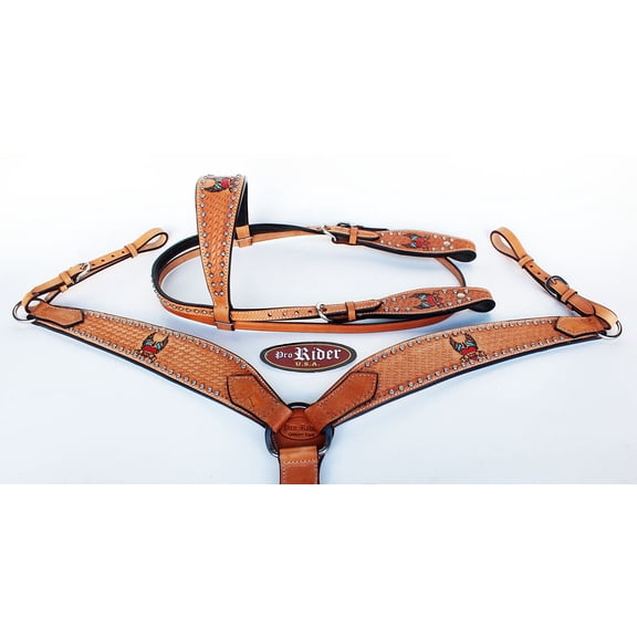 Horse Saddle Tack Bridle Western Leather Headstall BreastCollar 78133B