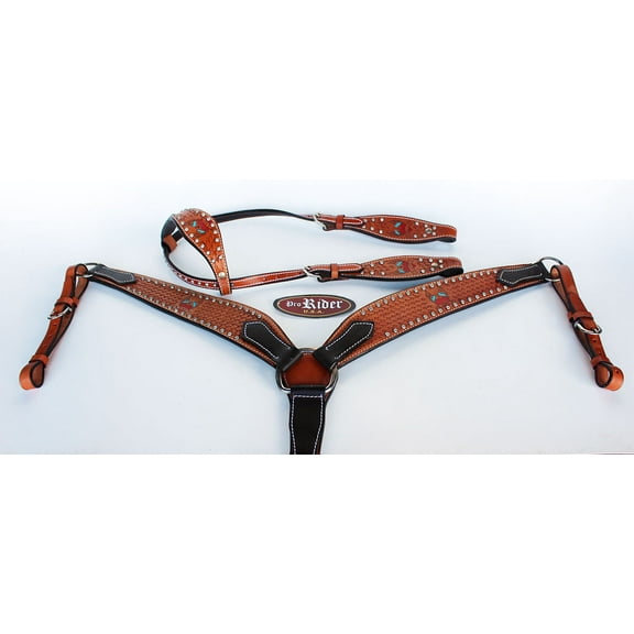 Horse Saddle Tack Bridle Western Leather Headstall BreastCollar 78144A