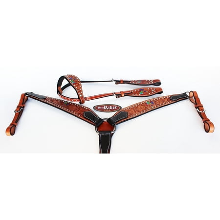 Horse Saddle Tack Bridle Western Leather Headstall BreastCollar 78148A