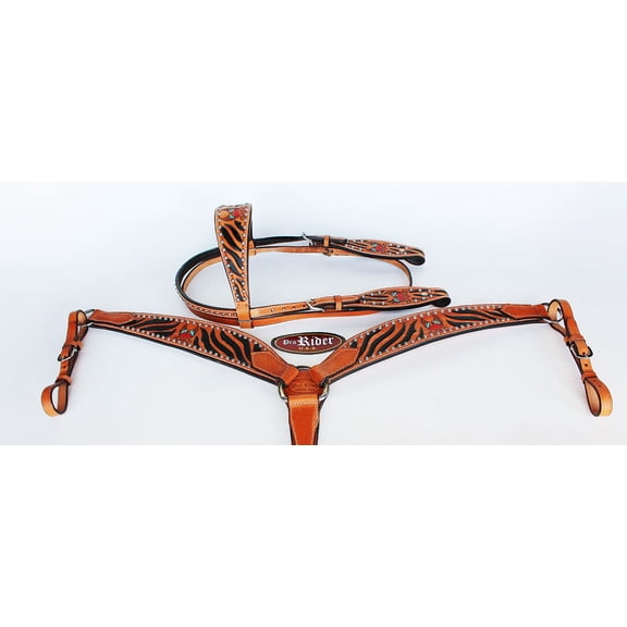 Horse Saddle Tack Bridle Western Leather Headstall BreastCollar 78150B