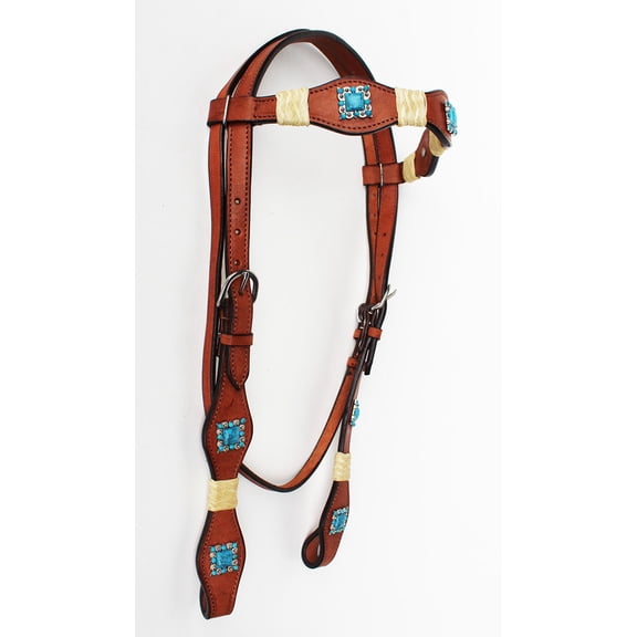 Horse Saddle Tack Bridle Western Leather Rawhide Rawhide Headstall 7878THB