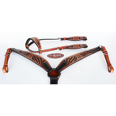 Horse Saddle Tack Rodeo Bridle Western Leather Headstall Breast Collar 78113A