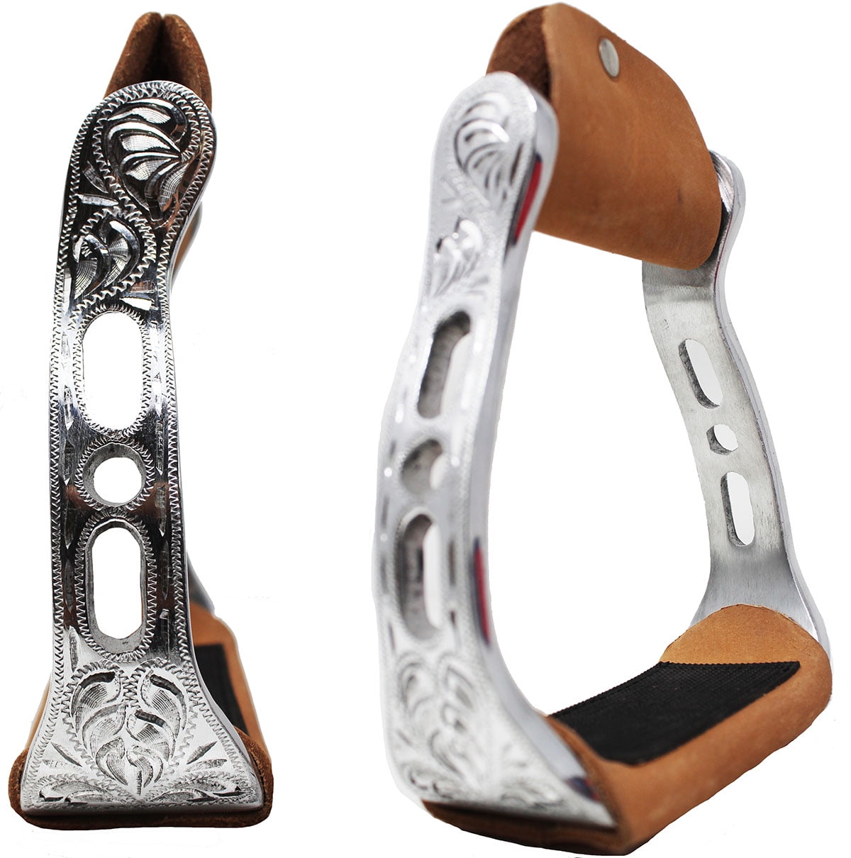 Saddle Stirrups CHALLENGER Western Horse - Engraved Aluminum With