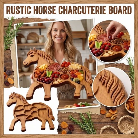 Horse Shaped Dinner Plate - Elegant Wood Appetizer or Dessert Plate, Unique Animal-Themed Tableware for Parties, Decorative Serving Platter for Home Decor