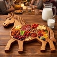 thumbnail image 1 of Horse Shaped Wooden Cooked Food Tray Compartments Wood Platter for Appetizers Cookie Candy Dessert Snacks, 1 of 5