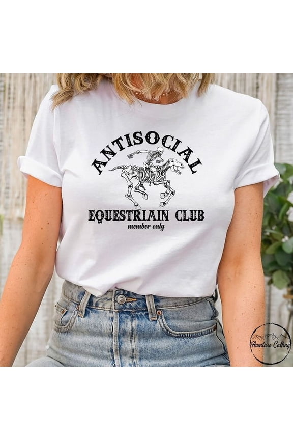 Horse Shirt, Antisocial Club Members Only Skeleton Birthday Girl Boy Shirt, Horse Lover Gift, Horse Rider Gift, Horse Owner Gift
