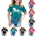 thumbnail image 1 of Horse Shirt for Girls Western Cowgirl Tshirts Animal Lover Gift Graphic Tees Tops Riding Tees (Blue 6-7 Years), 1 of 4