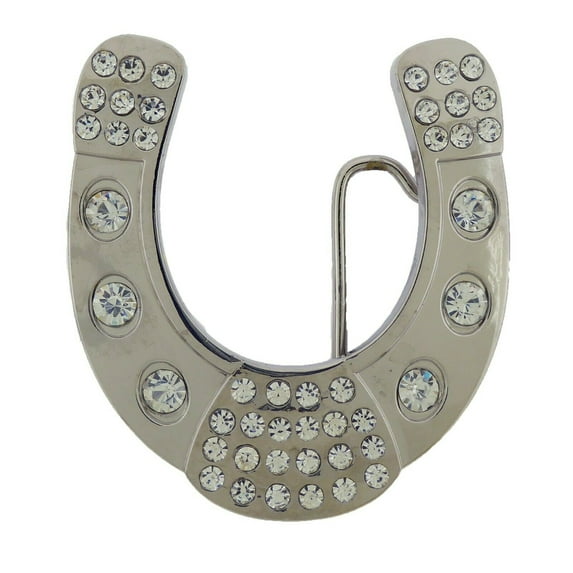 Horse-Shoe Belt Buckle Silver Chrome Rock Rebel Cowboy Men Western Texas Style