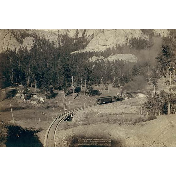 "Horse Shoe Curve." On Burlington and Missouri River Railway. Buckhorn Mountains in background- Fine Art Canvas Print (20" x 30")
