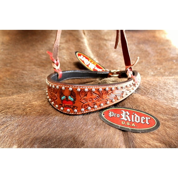 Horse Show Bridle Western Leather Barrel Racing Tack Rodeo Noseband 9922