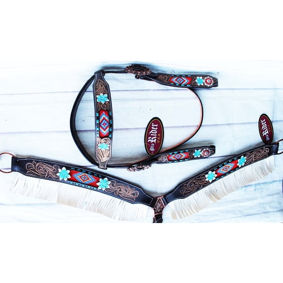 Horse Show Bridle Western Leather Headstall Barrel Rodeo Tack Carved 7987B