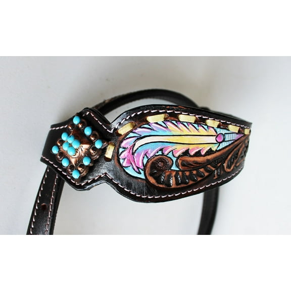 Horse Show Bridle Western Leather Headstall Rodeo Saddle Tack Equine 76204HA