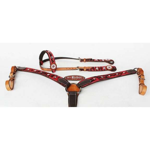 Horse Show Bridle Western Leather Rodeo Headstall Breast Collar 8809A