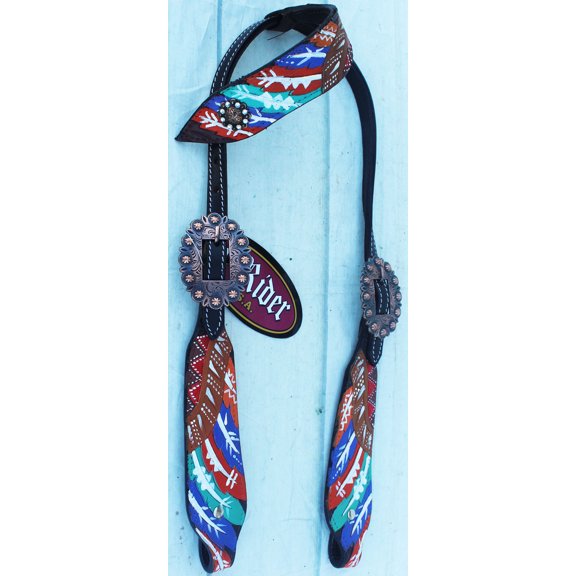 Horse Show Bridle Western Leather Rodeo Headstall Dark Brown 8850HA