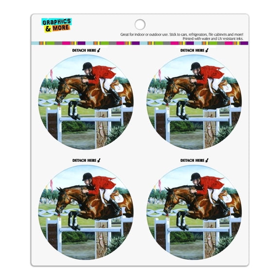 Horse Show Jumping Stadium Refrigerator Fridge Locker Vinyl Circle Magnet Set