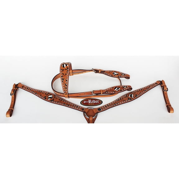 Horse Show Saddle Tack Rodeo Bridle Western Leather Headstall Breast Collar 7834