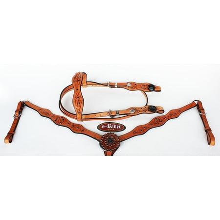 Horse Show Saddle Tack Rodeo Bridle Western Leather Headstall Breast Collar 7838