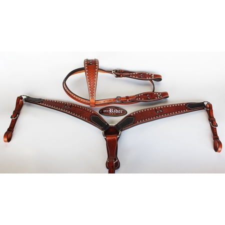 Horse Show Saddle Tack Rodeo Bridle Western Leather Headstall Breast Collar 7854
