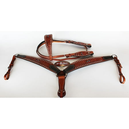 Horse Show Saddle Tack Rodeo Bridle Western Leather Headstall Breast Collar 7863