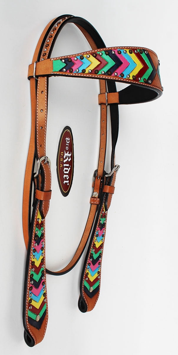 PRORIDER Western Horse Bridle Headstall - Leather Knotted Browband For Show & Trail
