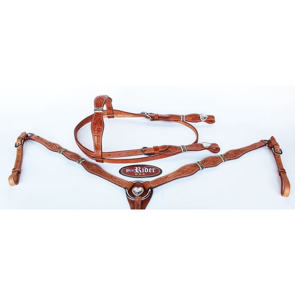 Horse Show Tack Bridle Western Leather Headstall Breast Collar 8579B