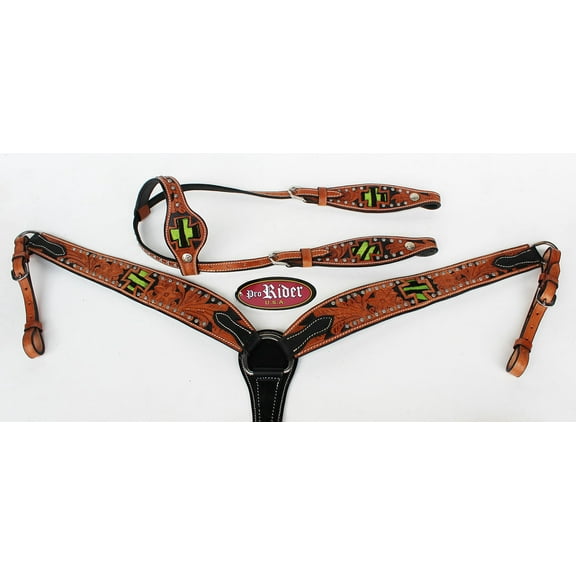 Horse Show Tack Horse Bridle Western Leather Headstall Breast Collar 8257A