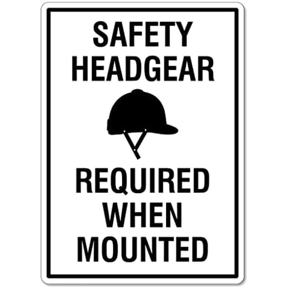Horse Sign - Safety Headgear Required When Mounted Farming Metal Tin Sign 8x12 Inches