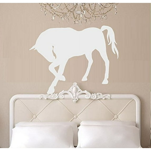 Horse Silhouette #4 ~ Wall or Window Decal (20" x 26", White)