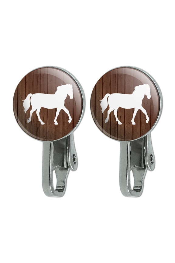Horse Silhouette Cowboy Western Novelty Clip-On Stud Earrings