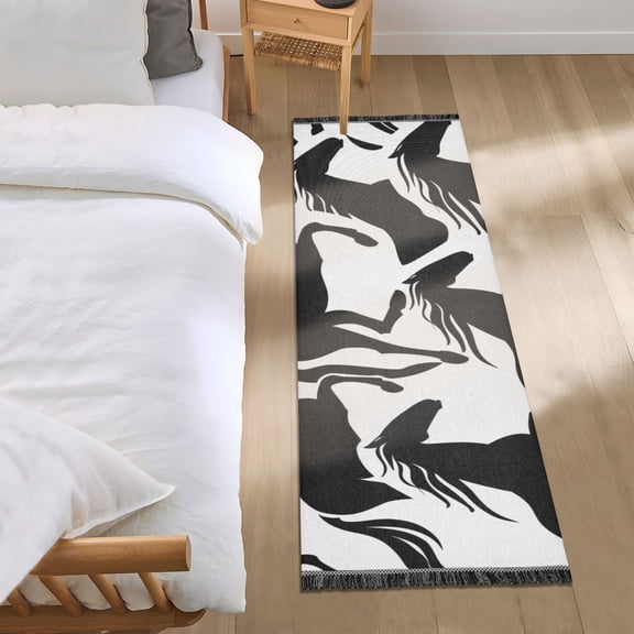 Horse Silhouette Runner Area Rug 2x6 Soft Non-Slip Washable Bedside Carpet for Hallway Bedroom Living Room Home Decor