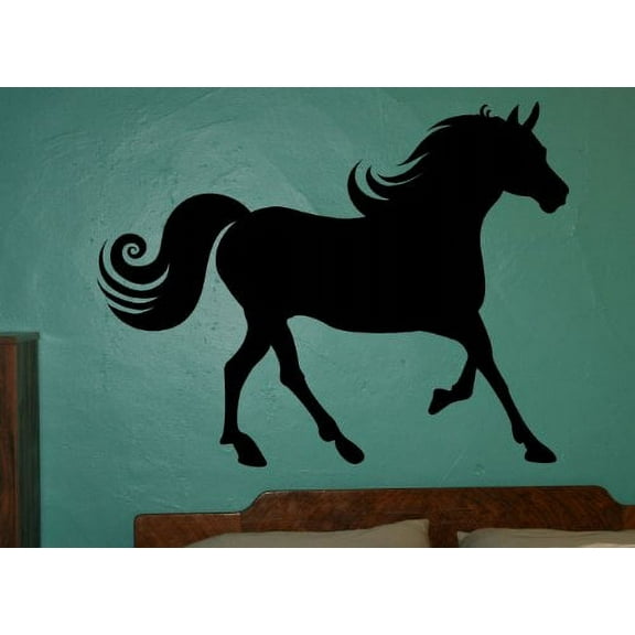Horse Silhouette Western Wall Decals Sticker Vinyl Artl, 30x23-Inch Black