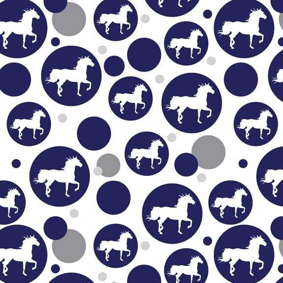Horse Silhouette Wild Mane Trotting Navy Premium Gift Wrap Wrapping Paper Roll Pattern