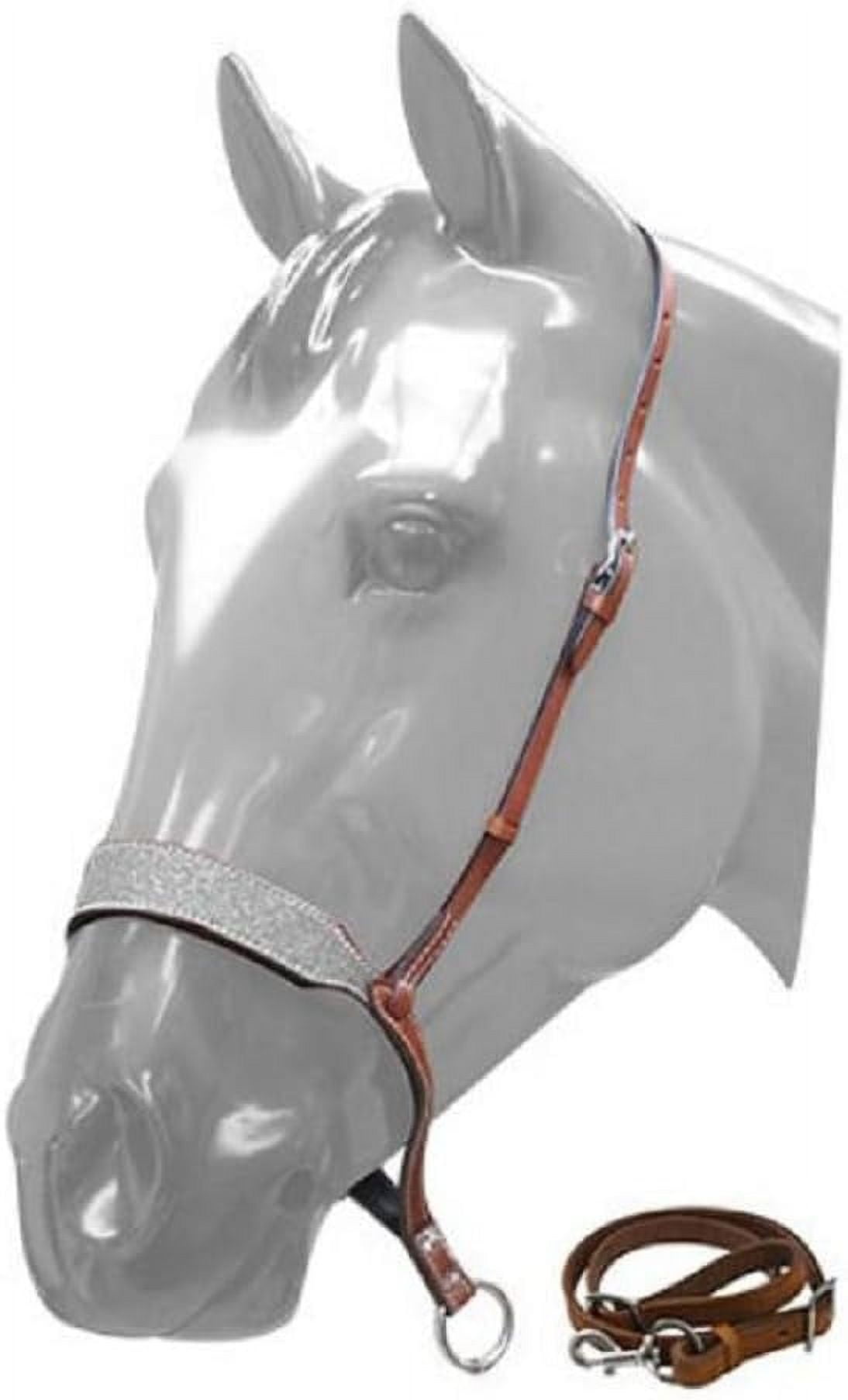 Horse Silver Glitter Overlay Leather Barrel Racing Tie Down Noseband