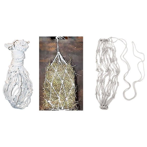 Horse Slow Feed Equine HAY NET BAG Heavy-Duty Cotton Rope Braided Horse Stall Trailer Hanging Hay Bag 609MI01