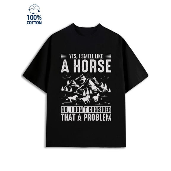Horse Smell T-Shirt men funny humor 180G 100% Cotton black funny humor y2k Classic Unisex Shirt Crewneck tshirts Classic Unisex Shirt Cotton tshirts Retro Unisex Shirt Cotton tshirts