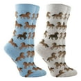 thumbnail image 1 of Horse Socks 2-Pack Fuzzy Horses (Light Blue Heather/Oatmeal Heather, Medium), 1 of 6