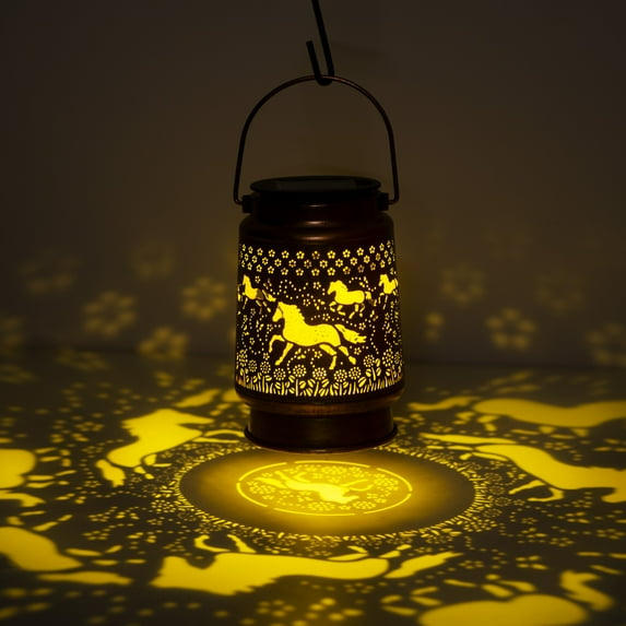 Horse Solar Lanterns Outdoor Garden Decor Mother's Day Gift Horse Metal Horse Decorative Lantern for Yard, Patio, Lawn,Pathway, Landscape Gift for Women Mom Grandma Horse Hanging Solar Lights Gifts