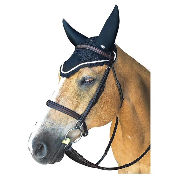 Horse Sound Off Ear Net, Soundless Bonnet (Black)