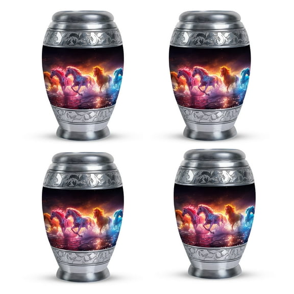 Horse Spectrum Set Of 4 - 3 Inch Urn, Keepsake Urns, Purple Urns For Human Ashes Adult Female|male, Memorial Urn, Decorative Urns, Cremation Keepsakes For Ashes