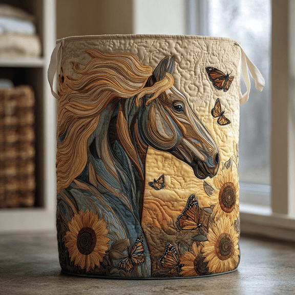 Horse Spirit Quilted Laundry Basket, Clothes Hamper Storage BagHousewarming Gift Ideas, Gift For Mom