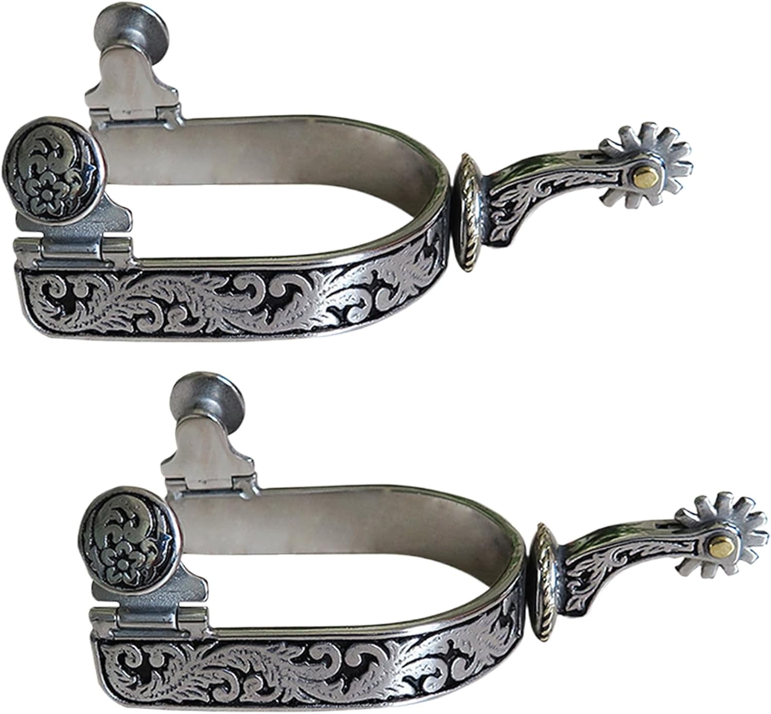 Boot Spurs Use Horse Spurs for Cowboy Boots:Stainless Steel Exquisite Engraved Pattern ...