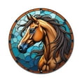 thumbnail image 1 of Horse Stained Glass Vintage Round Metal Tin Sign Nostalgic Metal Sign Home Decor for Bar Garden Kitchen Restaurant Garage 8x8 Inch, 1 of 8