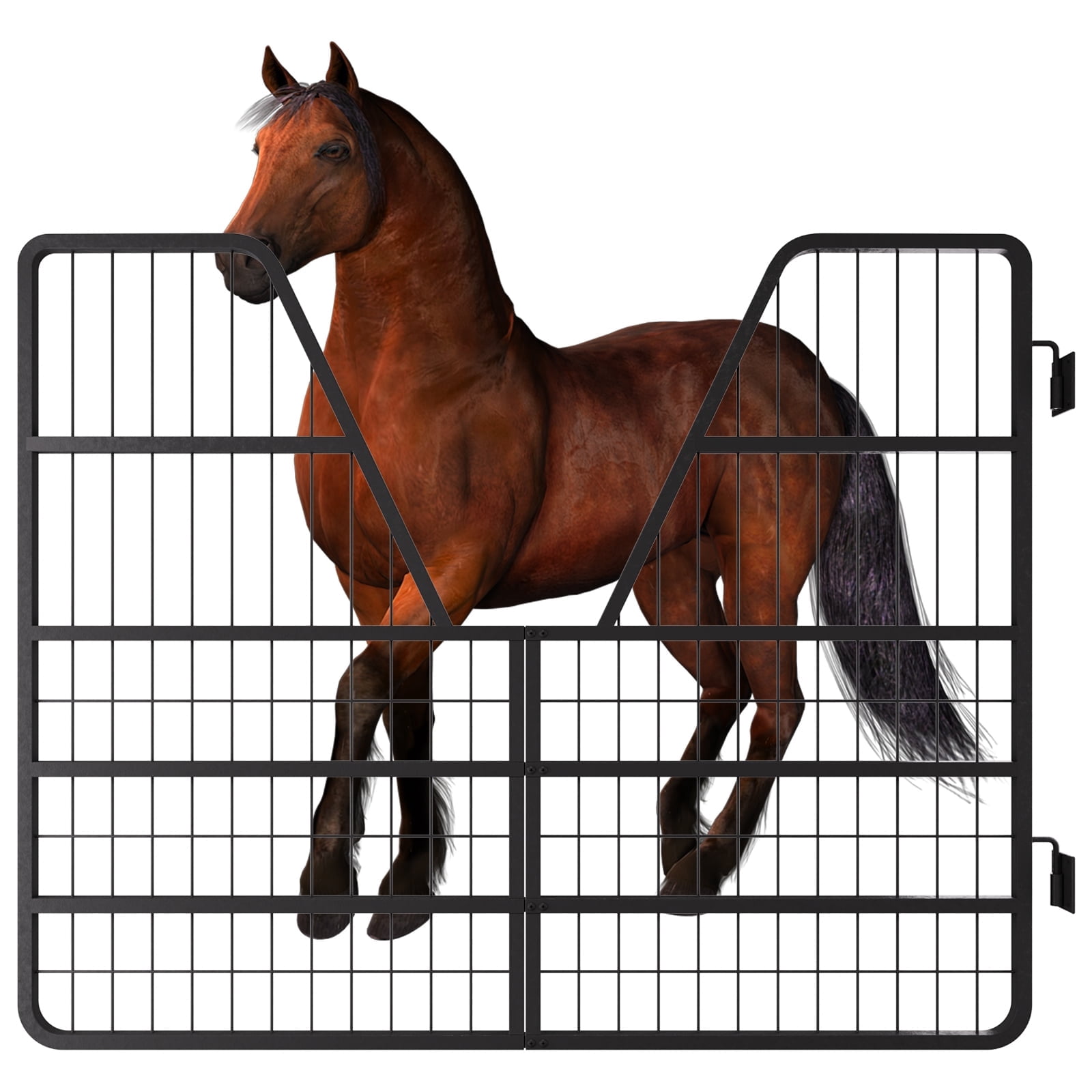 Horse Stall Door built with 52" L x 42" H, Horse Stall Guard furnished with Yoke Design, Horse Stall Gate featuring Heavy-Duty Thick Steel Frame, Fits Standard Barn Doorways​