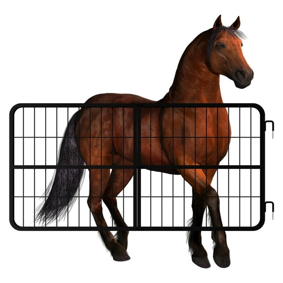 Horse Stall Door furnished with 48" L x 24" H, Horse Stall Gate equipped with Heavy-Duty Thick Steel Frame, Horse Stall Guard designed with Yoke Design, Fits Standard Barn Doorways