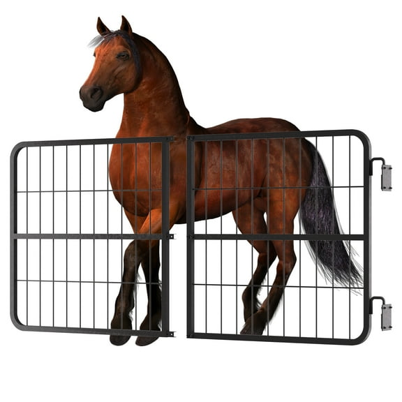 Horse Stall Gate designed with Heavy-Duty Thick Steel Frame, Horse Stall Door equipped with 48" L x 24" H, Horse Stall Guard built with Yoke Design, Fits Standard Barn Doorways