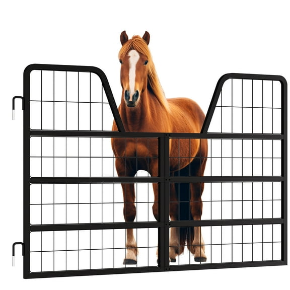 Horse Stall Gate featuring Heavy-Duty Thick Steel Frame, Horse Stall Guard showcasing Yoke Design, Horse Stall Door in 48" W x 31.9" H, Fits Standard Barn Doorways