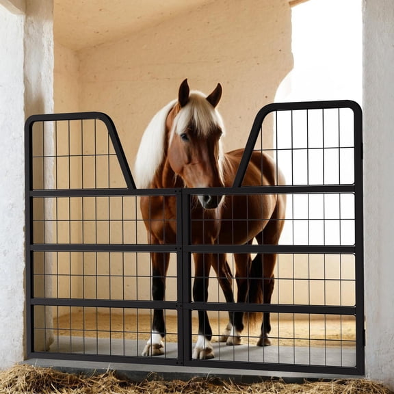 Horse Stall Guard 48x32, Heavy Duty Steel Stall Gate with Simple Assembly and Included Hardware, Horse Barn Gate for Farms and Stables